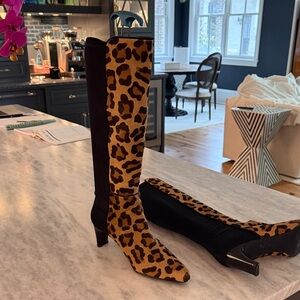 Stuart Weitzman Leopard Print Heeled Boots